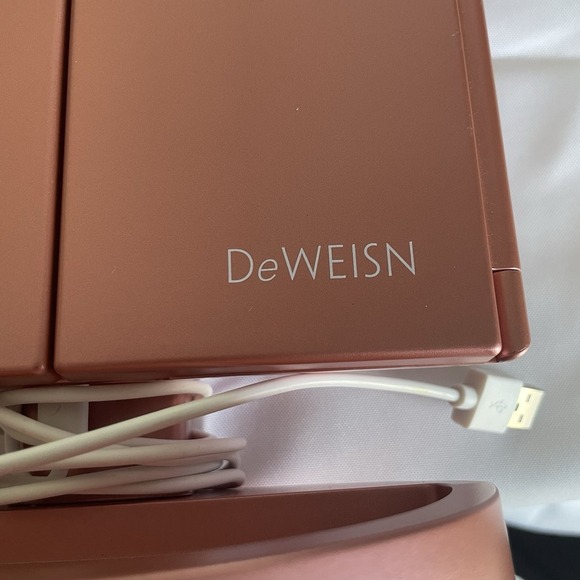 DeWeisn Folding Swivel Lighted Make-up Mirror Tone 11" Tri-Fold Rose Gold - Picture 2 of 7